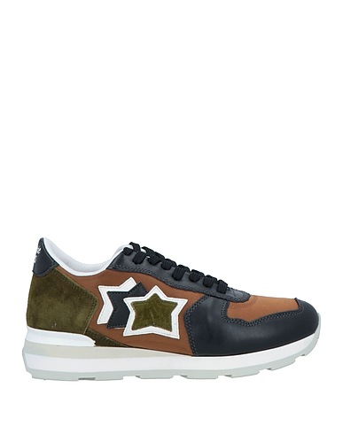 ATLANTIC STARS Sneakers Brown Leather, Textile fibers