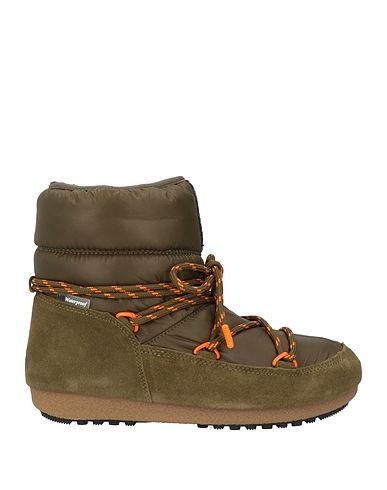 MOON BOOT Ankle boot Military green Textile fibers, Leather