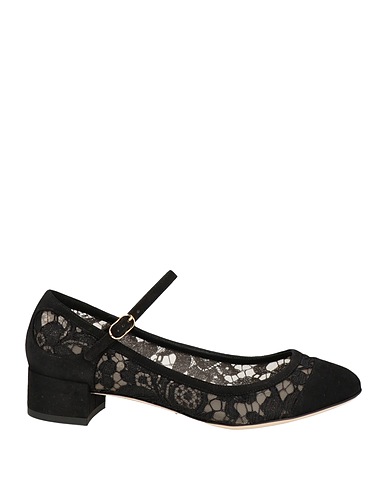 DOLCE&GABBANA Pump Black Leather, Textile fibers
