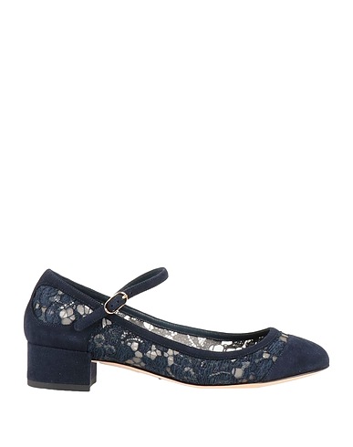DOLCE&GABBANA Pump Midnight blue Leather, Textile fibers