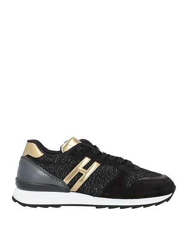 HOGAN Sneakers Black Leather, Textile fibers