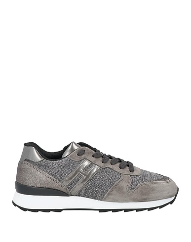 HOGAN Sneakers Grey Leather, Textile fibers