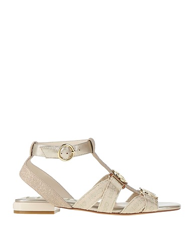 LIU •JO Sandals Cream Soft Leather, Textile fibers