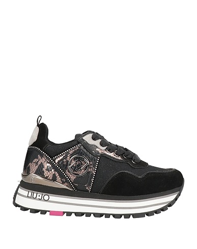 LIU •JO Sneakers Black Leather, Textile fibres