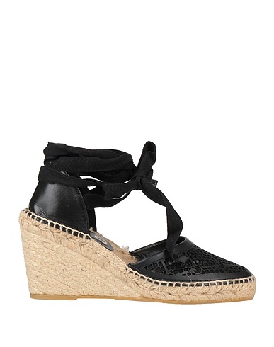 PINKO Espadrilles Black Soft Leather, Textile fibres