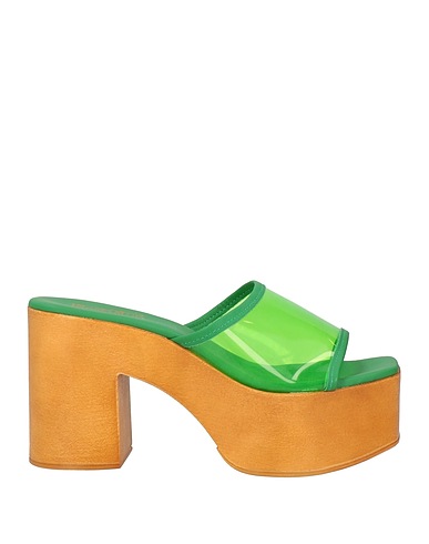 DIVINE FOLLIE Mules and clogs Green Vinyl, Soft Leather
