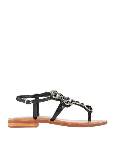 DIVINE FOLLIE Flip flops Black Leather