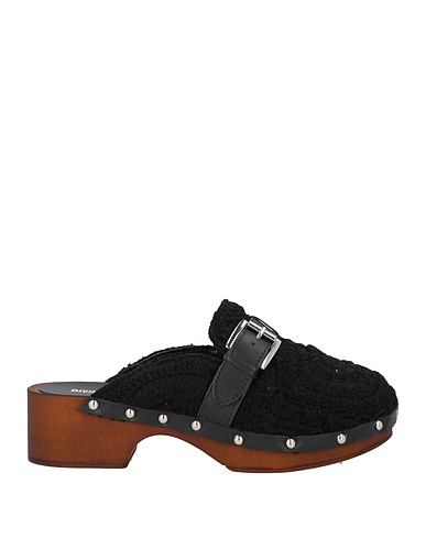 DIVINE FOLLIE Mules and clogs Black Textile fibres, Soft Leather