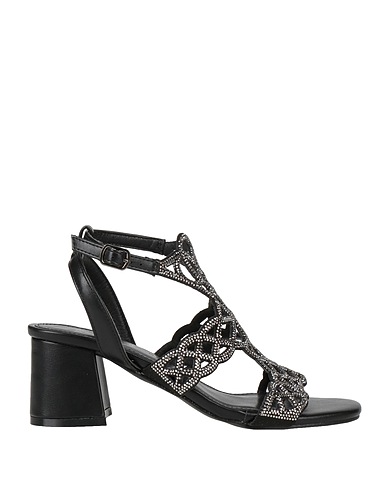 DIVINE FOLLIE Sandals Black Textile fibers