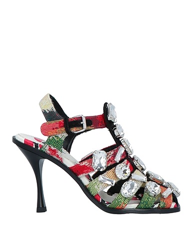 DSQUARED2 Sandals Red Soft Leather, Textile fibers
