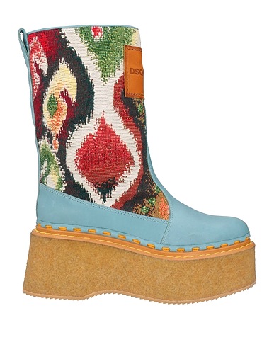 DSQUARED2 Ankle boot Sky blue Bovine leather, Textile fibers