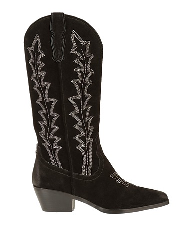 STEVE MADDEN Boots Black Leather, Textile fibres