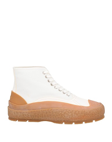 JIL SANDER Sneakers White Bovine leather, Textile fibers