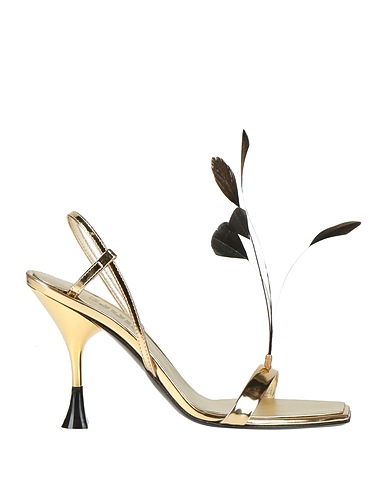 3JUIN Sandals Gold Soft Leather, Feather
