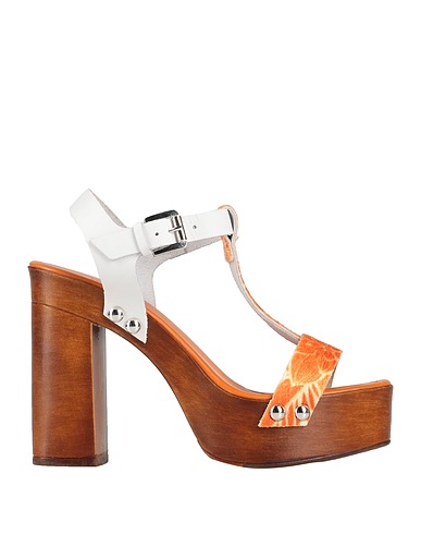ACTITUDE by TWINSET Mules and clogs Orange Soft Leather