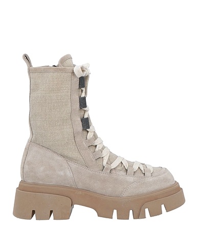 BRUNELLO CUCINELLI Ankle boot Beige Leather, Textile fibres
