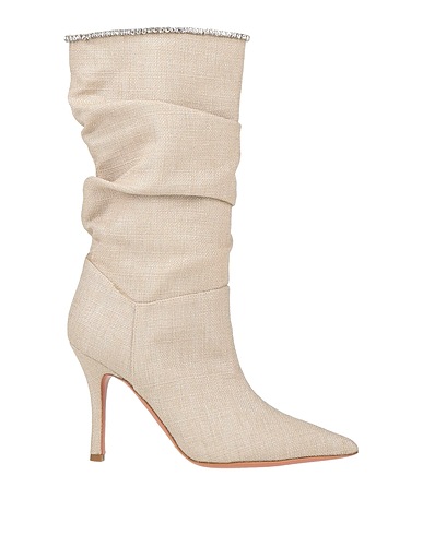 AMINA MUADDI Boots Beige Textile fibers, Leather