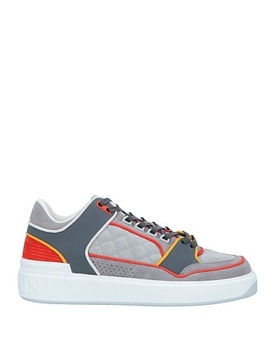 BALMAIN Sneakers Grey Calfskin, Goat skin, Cow leather
