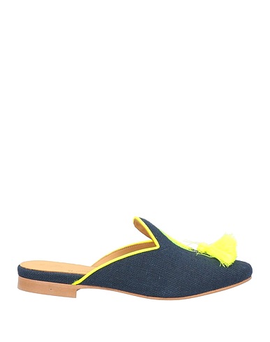 CHATELLES Mules and clogs Midnight blue Textile fibres, Soft Leather