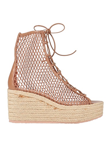 GIANVITO ROSSI Espadrilles Hellbraun Leder, Gewebefasern