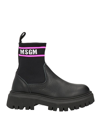 MSGM Stiefelette Schwarz Leder, Gewebefasern