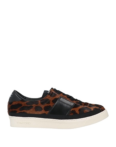 TOM FORD Sneakers Chocolate brown Bovine leather, Textile fibres