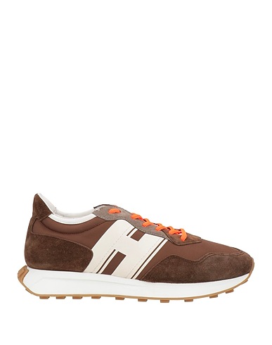HOGAN Sneakers Testa di moro Pelle, Fibre tessili