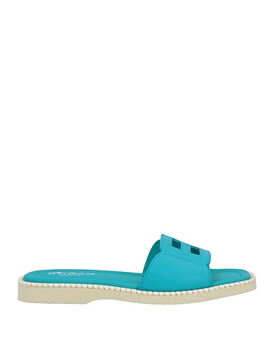 HOGAN Sandals Turquoise Soft Leather