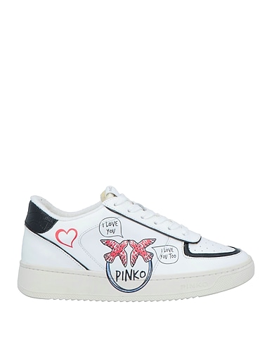 PINKO Sneakers White Calfskin, Textile fibres