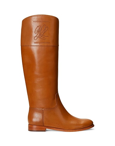 LAUREN RALPH LAUREN Stivali  JUSTINE BURNISHED LEATHER RIDING BOOT 
 Cuoio Pelle