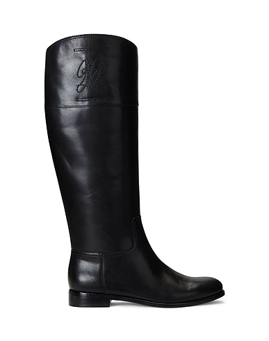 LAUREN RALPH LAUREN Stivali  JUSTINE BURNISHED LEATHER RIDING BOOT 
 Nero Pelle