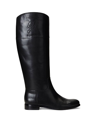 LAUREN RALPH LAUREN JUSTINE BURNISHED LEATHER RIDING BOOT | Black Women ...