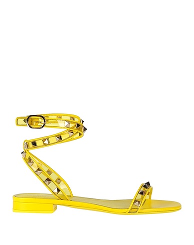 VALENTINO GARAVANI Sandals Yellow Leather, Plastic