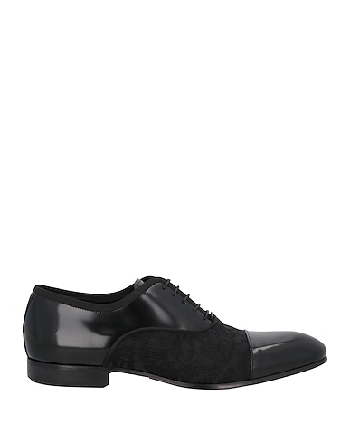 GIOVANNI CONTI Laced shoes Black Soft Leather, Textile fibers