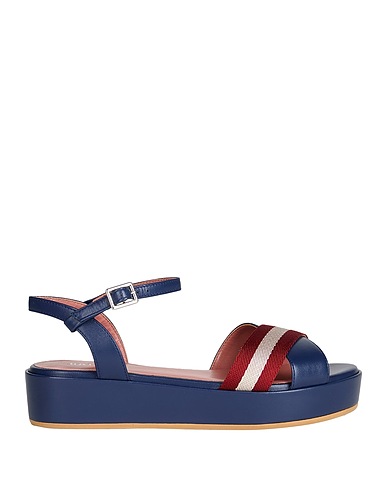 BALLY Sandalen Marineblau Leder, Gewebefasern