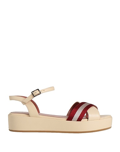 BALLY Sandals Beige Soft Leather, Textile fibres
