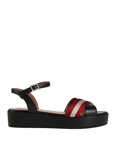 BALLY Sandalen Schwarz Leder, Gewebefasern