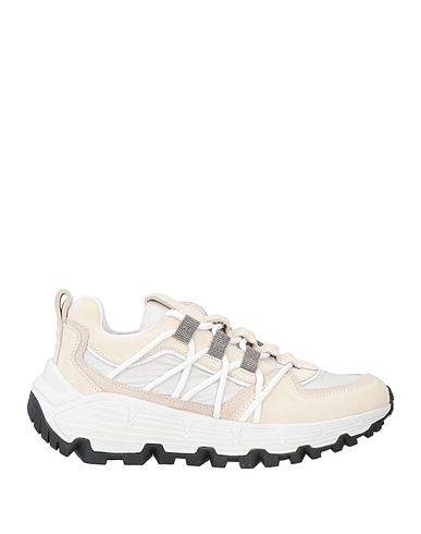 BRUNELLO CUCINELLI Sneakers Ivory Leather, Textile fibers