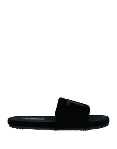 TOM FORD Ciabatte e pantofole Nero Viscosa, Cupro, Pelle