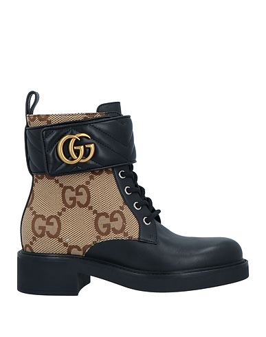 GUCCI Ankle boot Black Leather, Textile fibres