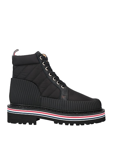 THOM BROWNE Ankle boot Black Soft Leather, Textile fibers