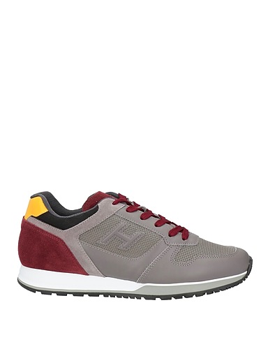 HOGAN Sneakers Grey Leather, Textile fibres