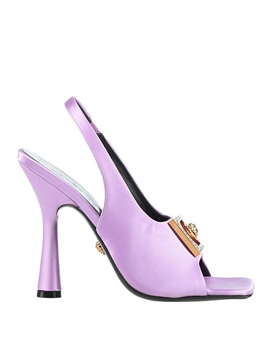 VERSACE Sandals Mauve Textile fibres, Soft Leather