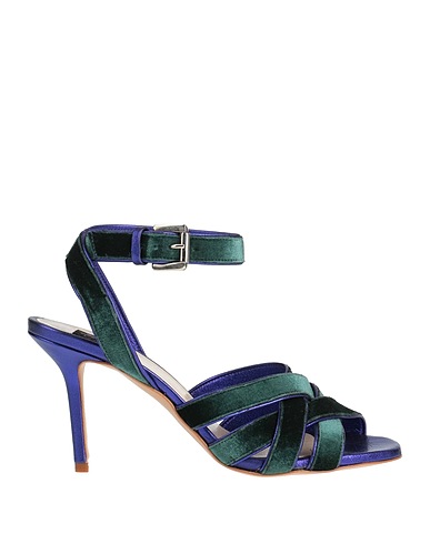 ISLO ISABELLA LORUSSO Sandals Dark green Textile fibres, Soft Leather