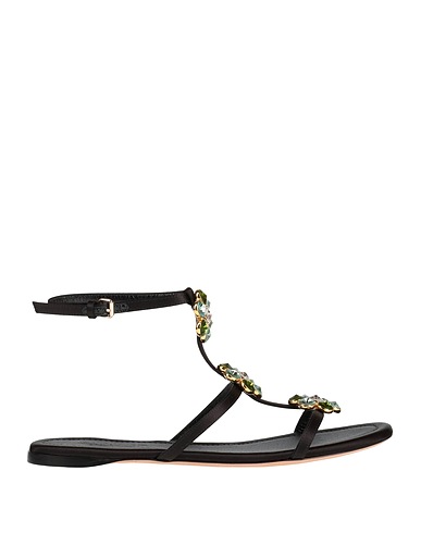 GIAMBATTISTA VALLI Sandals Black Soft Leather, Textile fibres