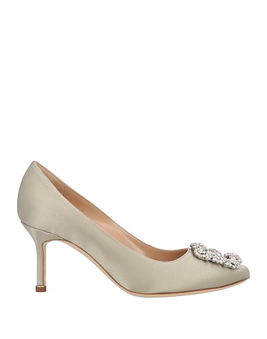 MANOLO BLAHNIK Pumps Hellgrau Gewebefasern