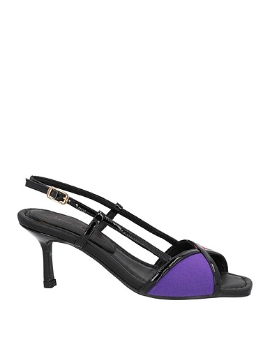 DANIELE ANCARANI Sandals Purple Soft Leather, Textile fibres