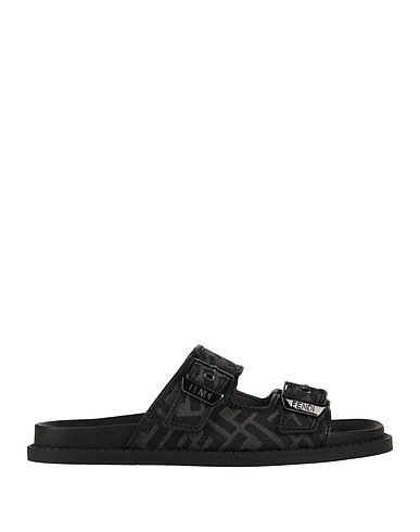 FENDI FOOTWEAR Black Soft Leather, Textile fibers