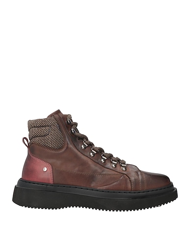 BALDININI Ankle boot Brown Calfskin, Textile fibers