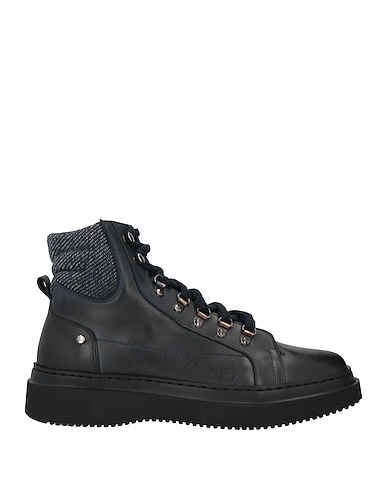 BALDININI Ankle boot Black Calfskin, Textile fibers